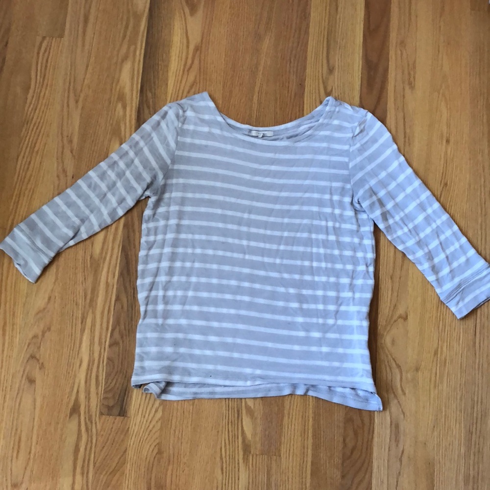 Gray and white striped sweater